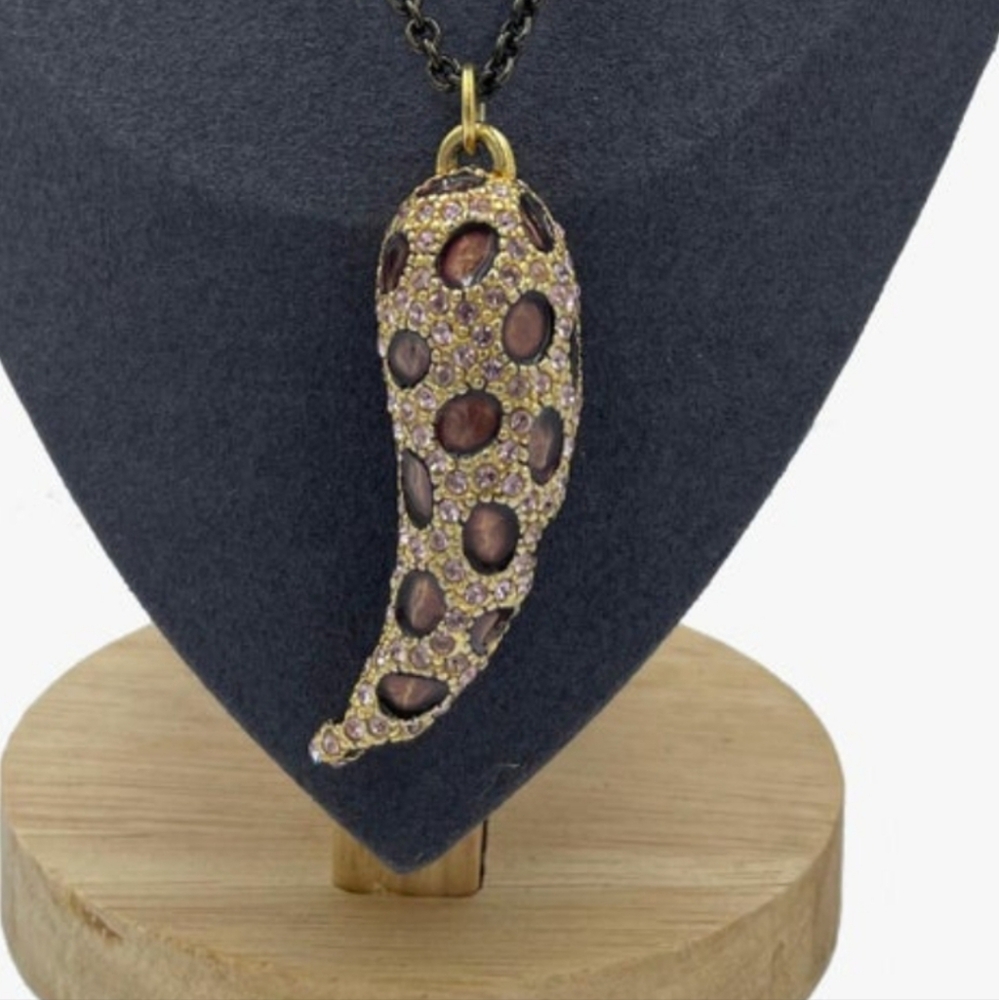 ROBERTO CAVALLI RUNWAY HORN OF PLENTY GOLD & BROWN CRYSTALS CIRCA 2000 UNISEX